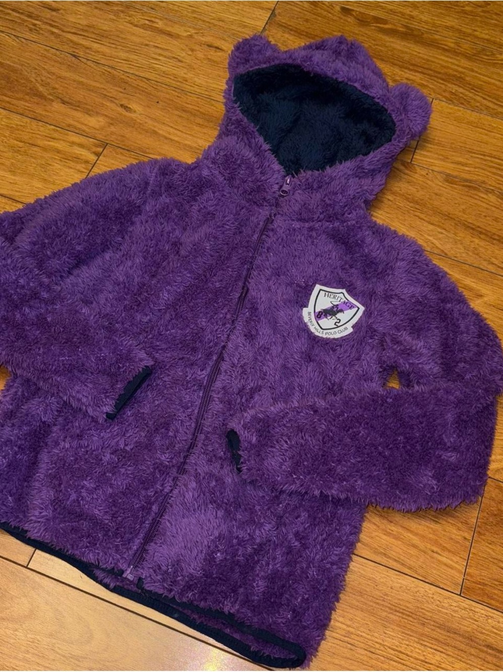 Beverly Hills Polo Club purple fur jacket with ears on hood